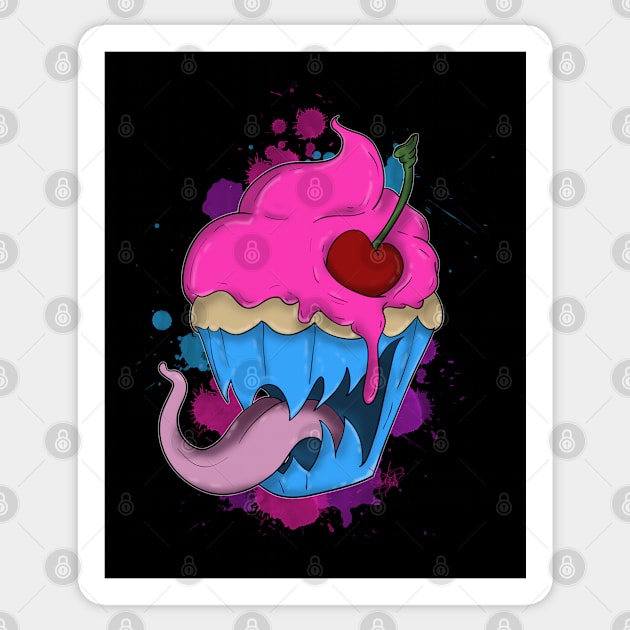 Cannibalistic Cupcake Sticker by schockgraphics